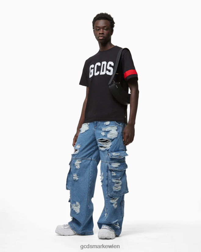 Normales T-Shirt mit Logo GCDS Männer Kleidung Schwarz V0XTXR79