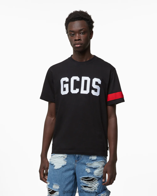 Normales T-Shirt mit Logo GCDS Männer Kleidung Schwarz V0XTXR79