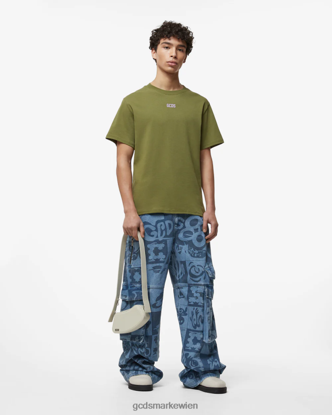 Normales T-Shirt mit Öko-Logo GCDS Männer Kleidung Militärgrün V0XTXR107
